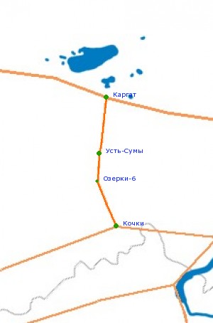 Карта-схема автодороги Р-383 Каргат - Кочки