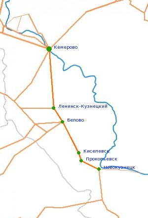  арта-схема автодороги  емерово - Ќовокузнецк