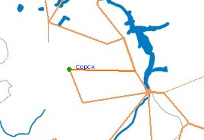  арта-схема автодороги ћ-54, 384 км (ѕригорск) - —орск