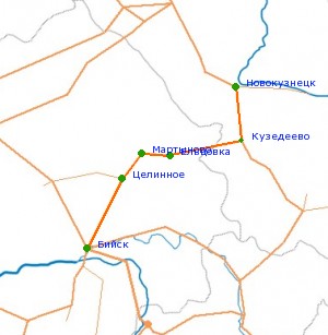  арта-схема автодороги Ќовокузнецк - Ѕийск